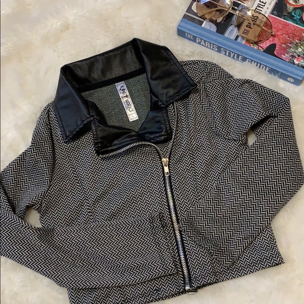 🌺Knit works girls herringbone cropped jacket L